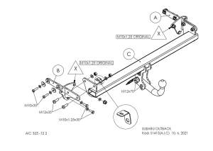 Фаркоп Subaru Outback 21-нв оцинк. рама и крюк-шар, 50мм 48747